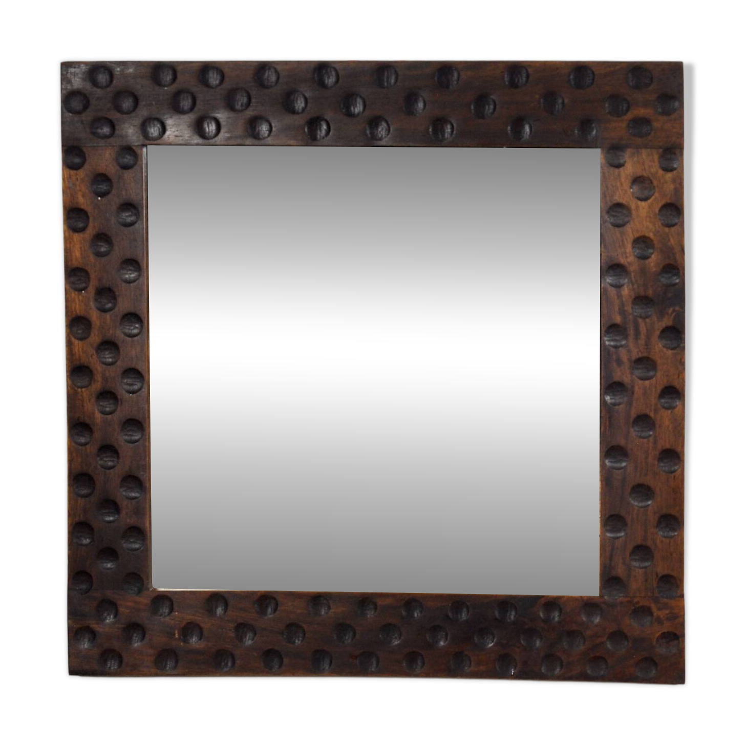 Oak brutalist mirror, 1970s