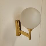 Pair of vintage wall lights in brass and glass from the 70s