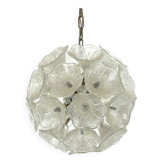 Italian Murano flower glass and chrome sputnik in Venini style. 1970s