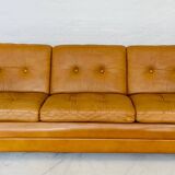 Vintage danish art deco style 3 person svend skipper sofa in tan leather