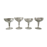 Lot de 4 coupes à champagne en cristallin dépareillées années 50