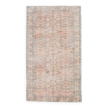 5x8 Faded Pink & Beige Floral Turkish Vintage Rug, 143x248 Cm