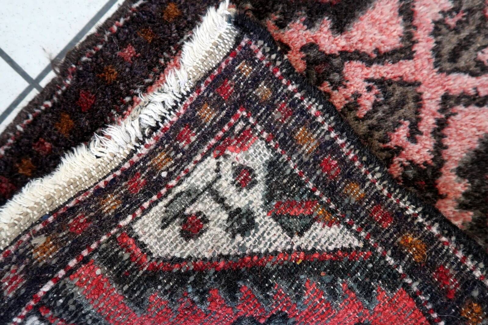 Handmade vintage Uzbek Bukhara runner 1.7' x 4.5' (52cm x 139cm) 1960s - 1С1164