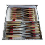 Art Deco horn walking knife set (2 knives, 12 large and 12 small)