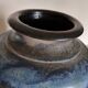 Vase with 2 small fleur-de-lis - glazed terracotta, cobalt