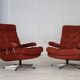 Fauteuil pivotant suédois des années 1970 par Ulferts Sweden, velours de mobilier.