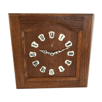 Ancienne horloge Jaz en bois + chiffres Bakélite France des années 70 vintage