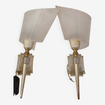 Pair vintage perplex wall lamps