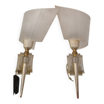 Pair vintage perplex wall lamps