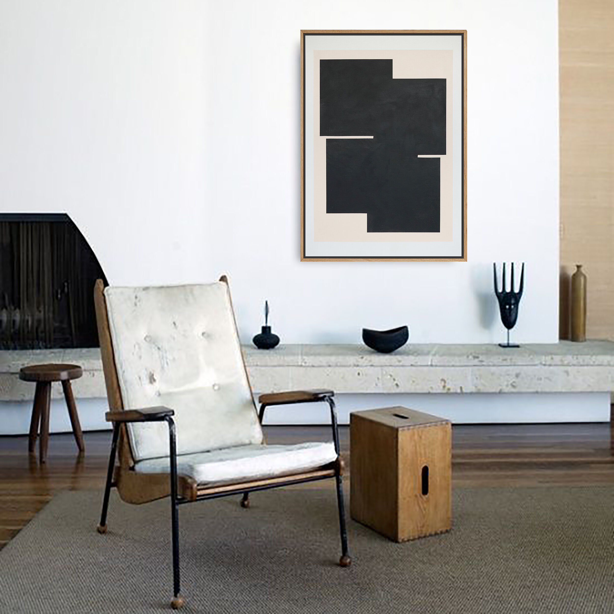 Original abstract painting, Black sign B05