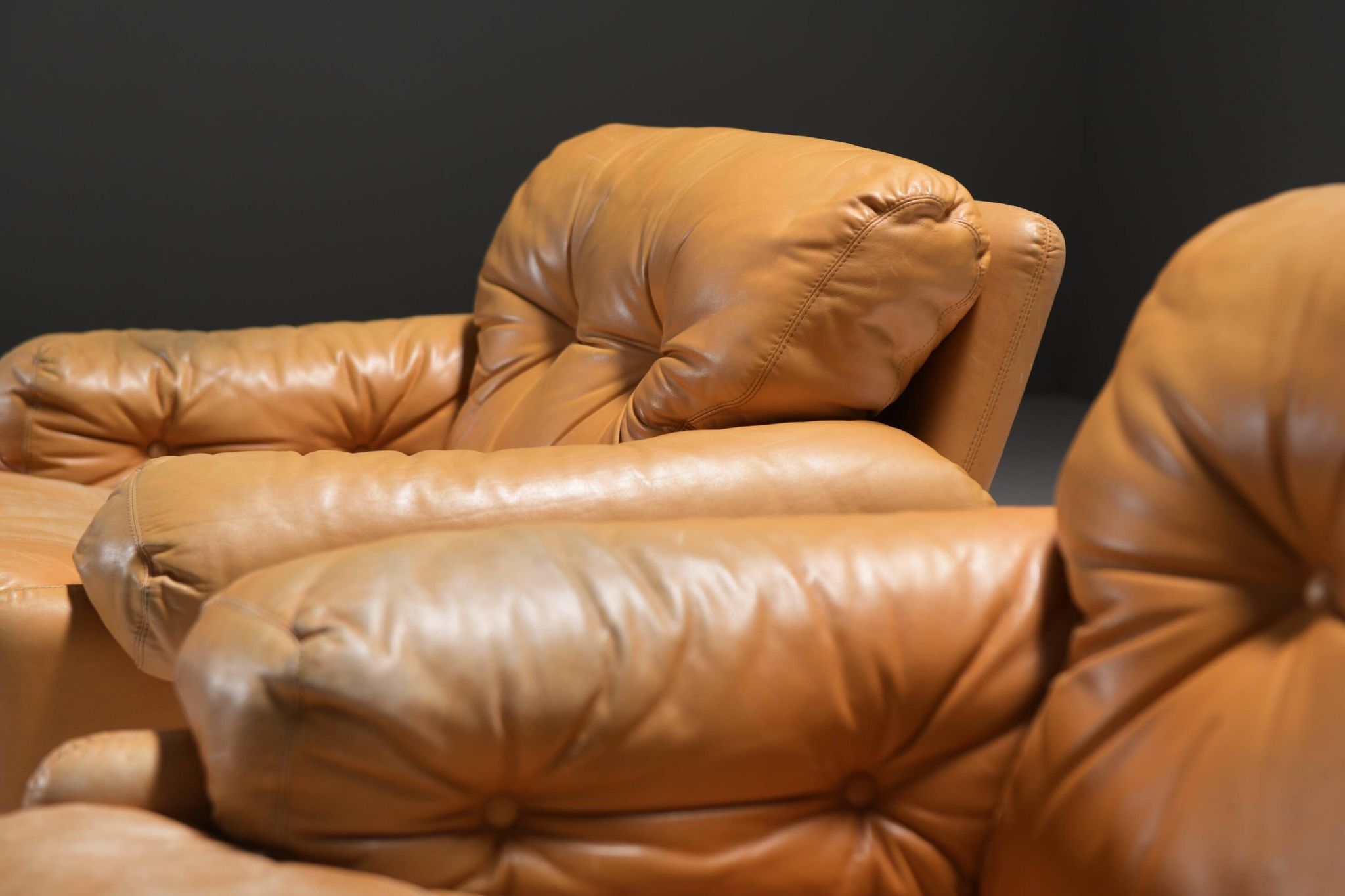Stunning Coronado chairs in cognac leather by Afra & Tobia Scarpa - B&B Italia