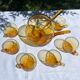 Punch or cocktail service in amber glass