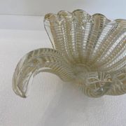 Murano Barovier 'Zebrati' Decor Glass Shell Bowl Hollywood Regency, 1960s