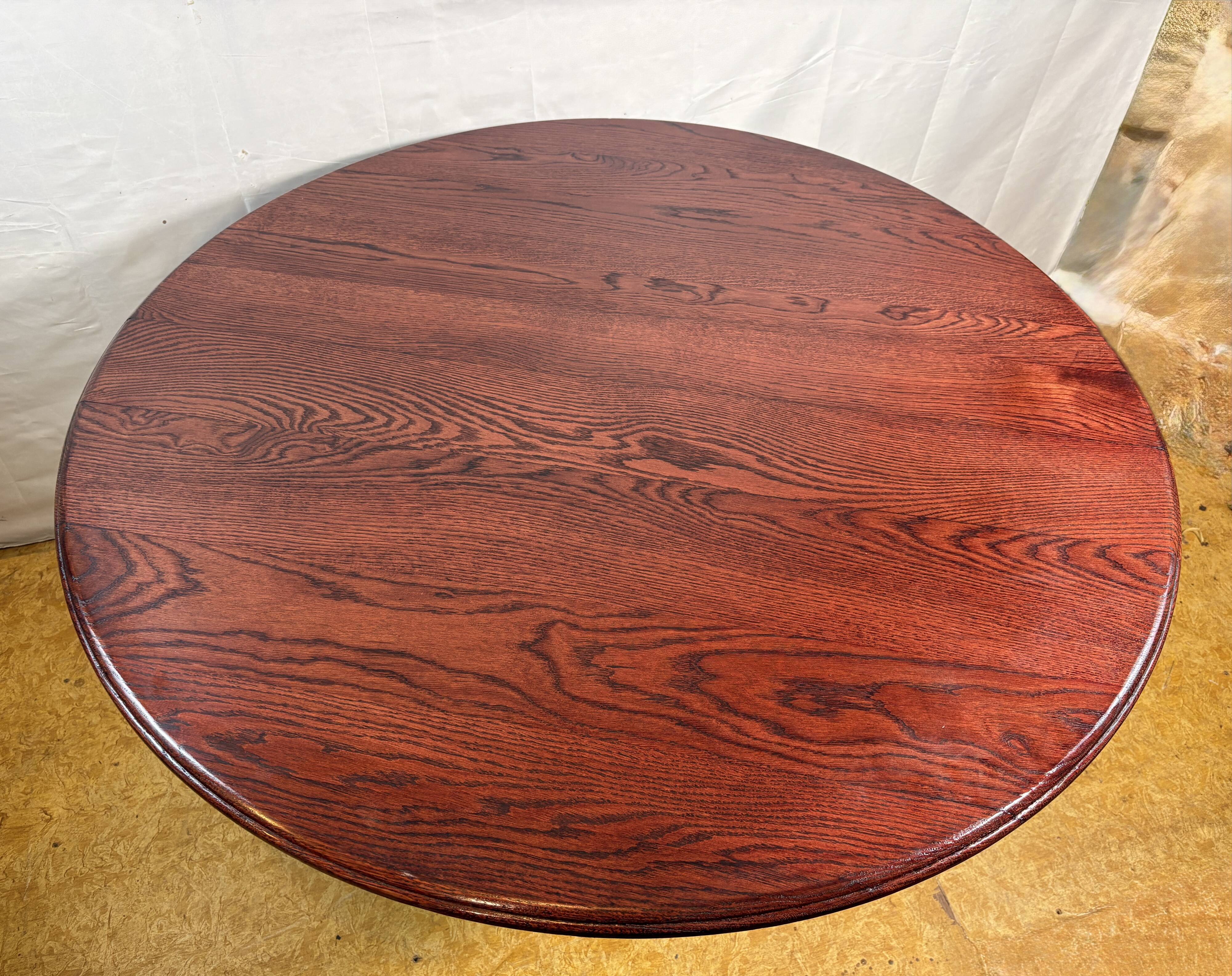 Vintage Art Deco Style Round Dining Table – Oak Top & Chrome Base – Designe