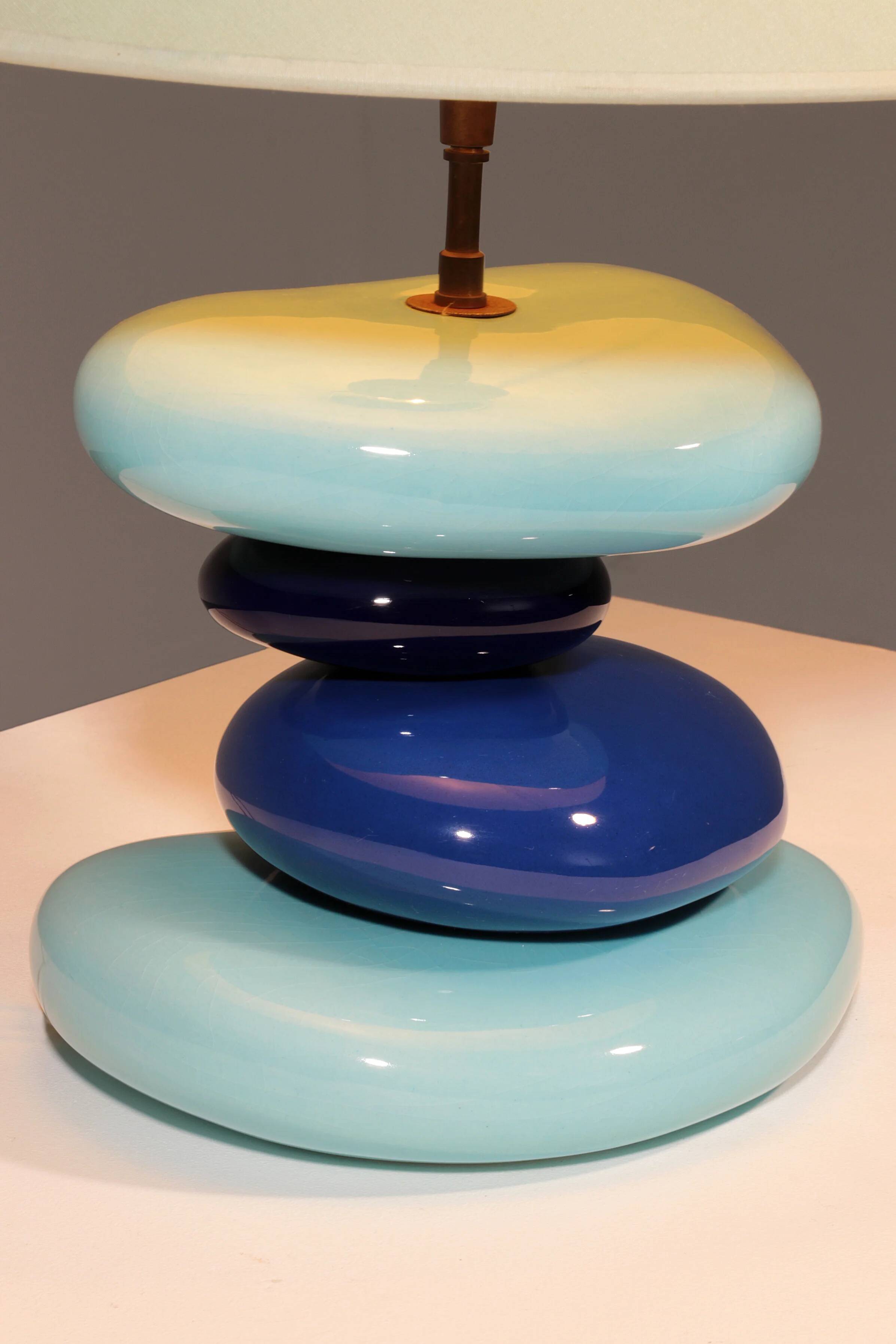 France pebble table lamp by François Chatain, 1980s