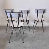 Set of table and 4 chairs in gray-white formica