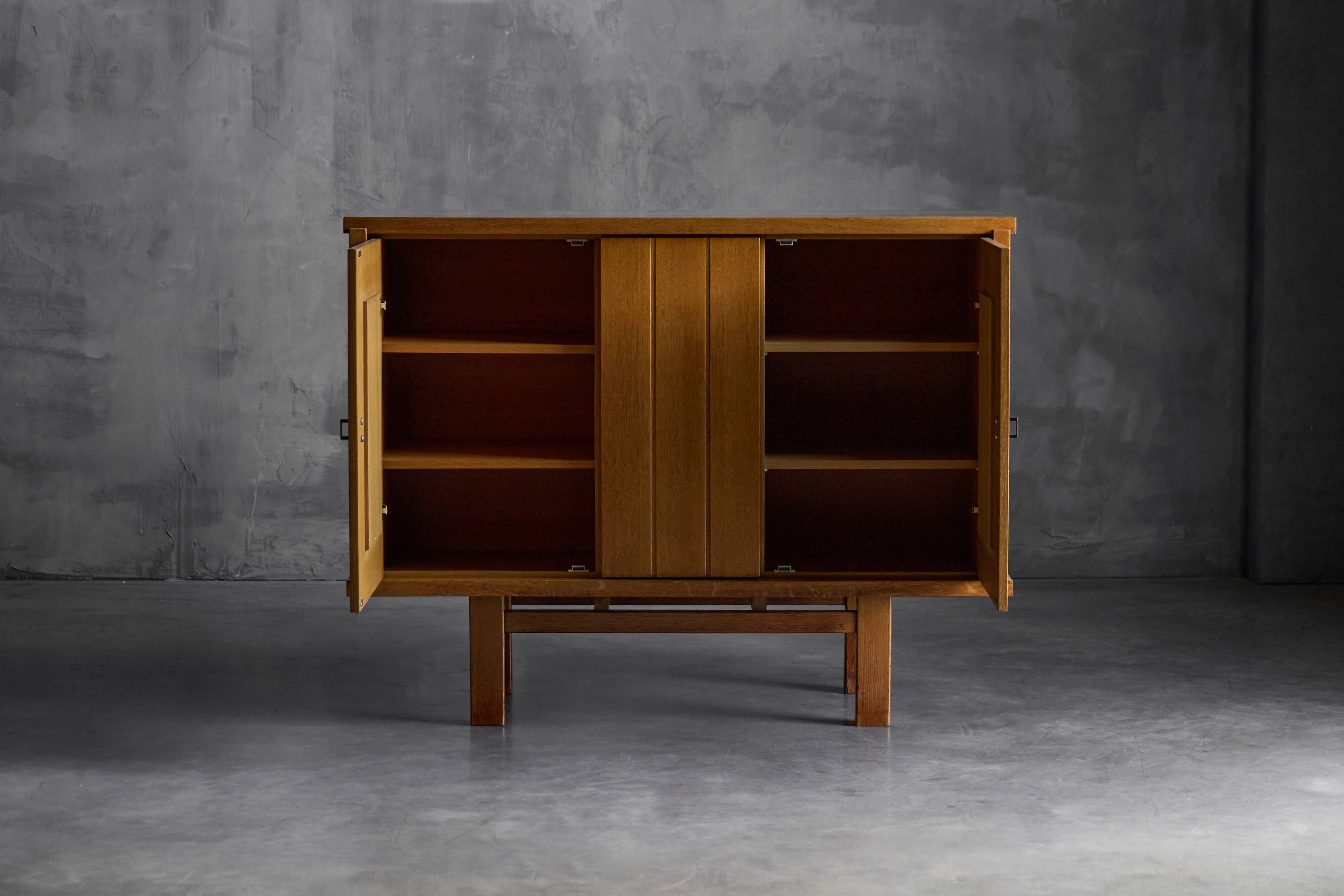 Brutalist Oak Cabinet, Belgium, 1960s