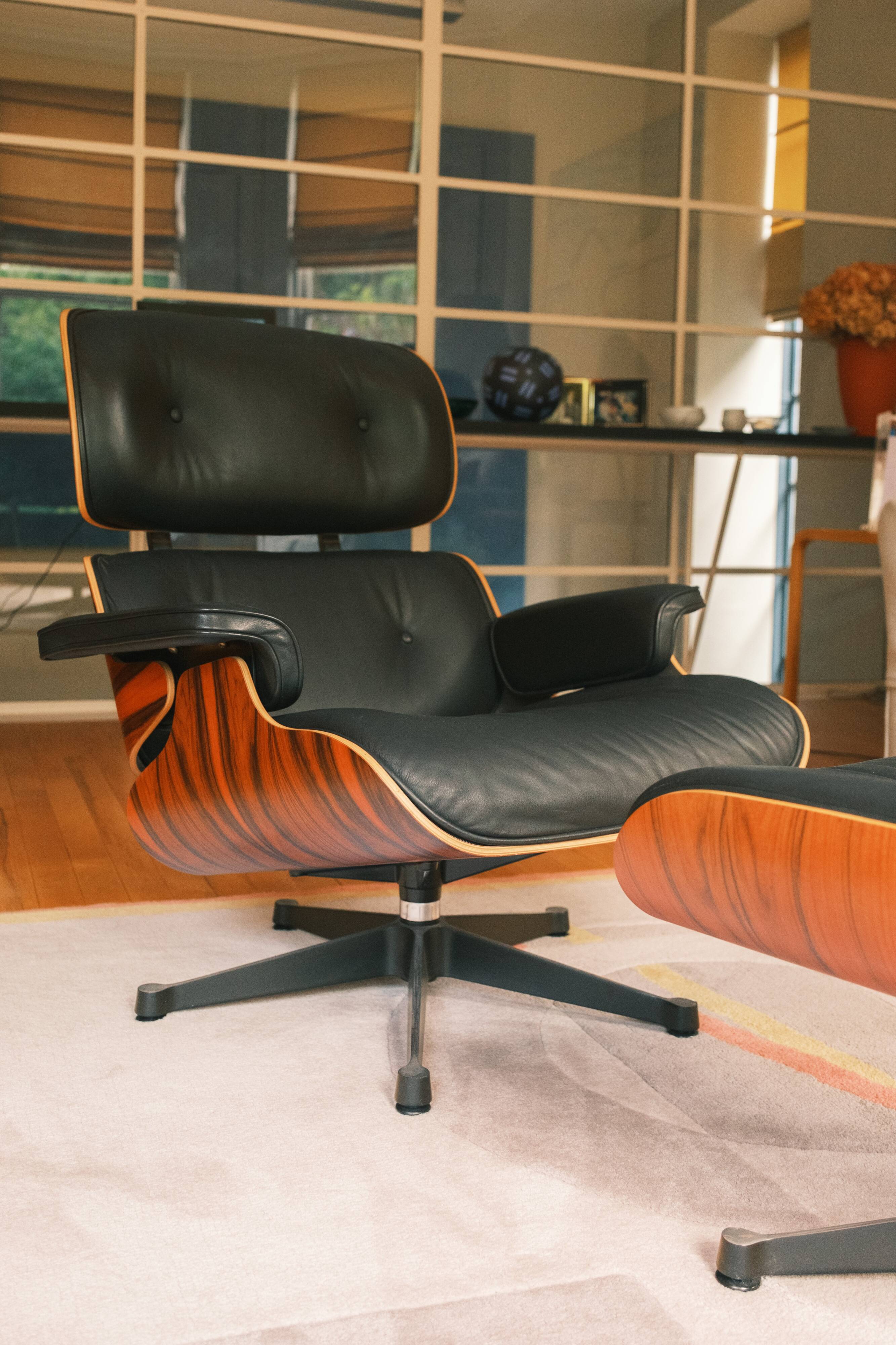 The Eames Lounge Chair, designed by Charles and Ray Eames, 1980s.