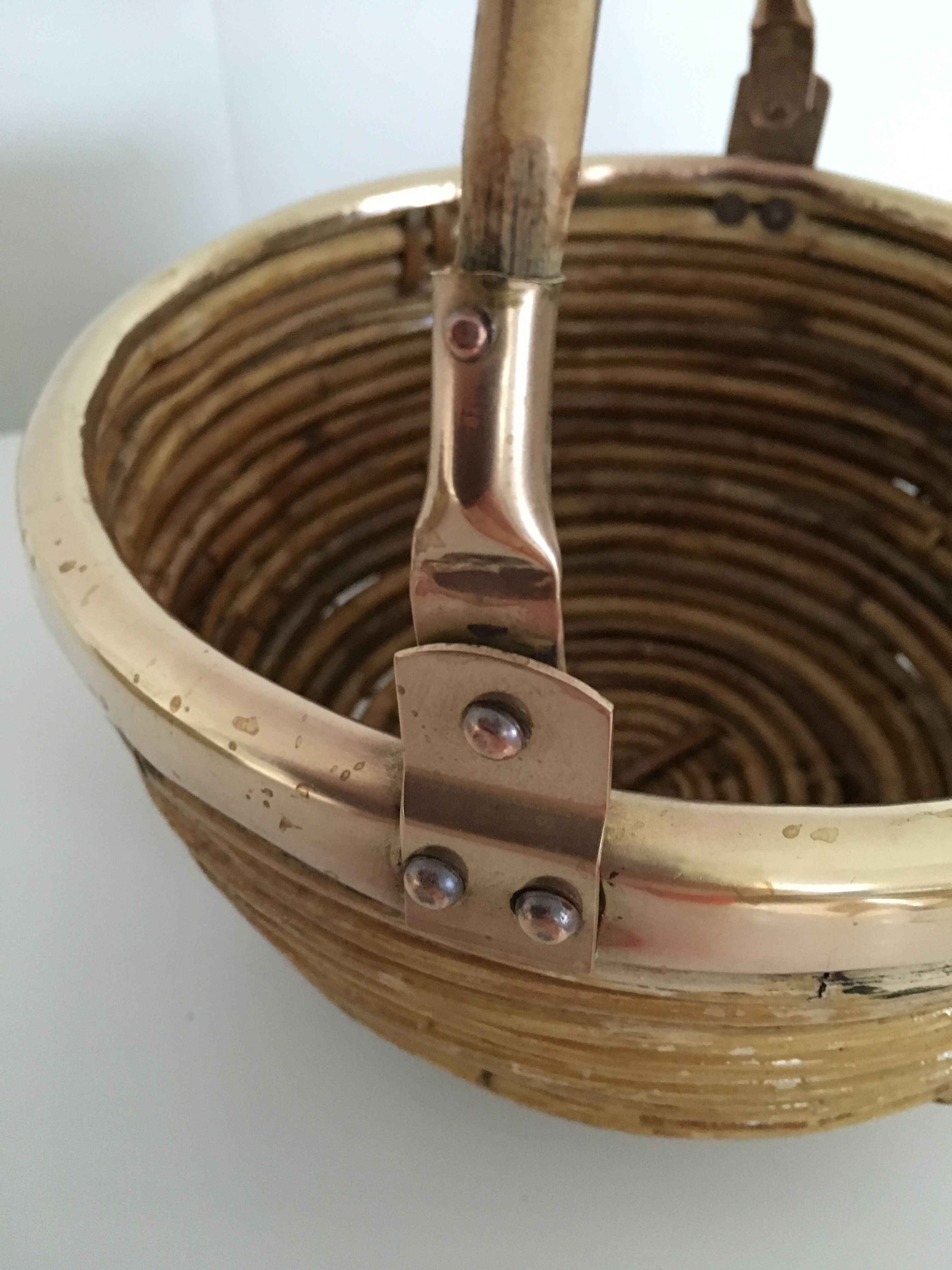 Bamboo and brass handle basket