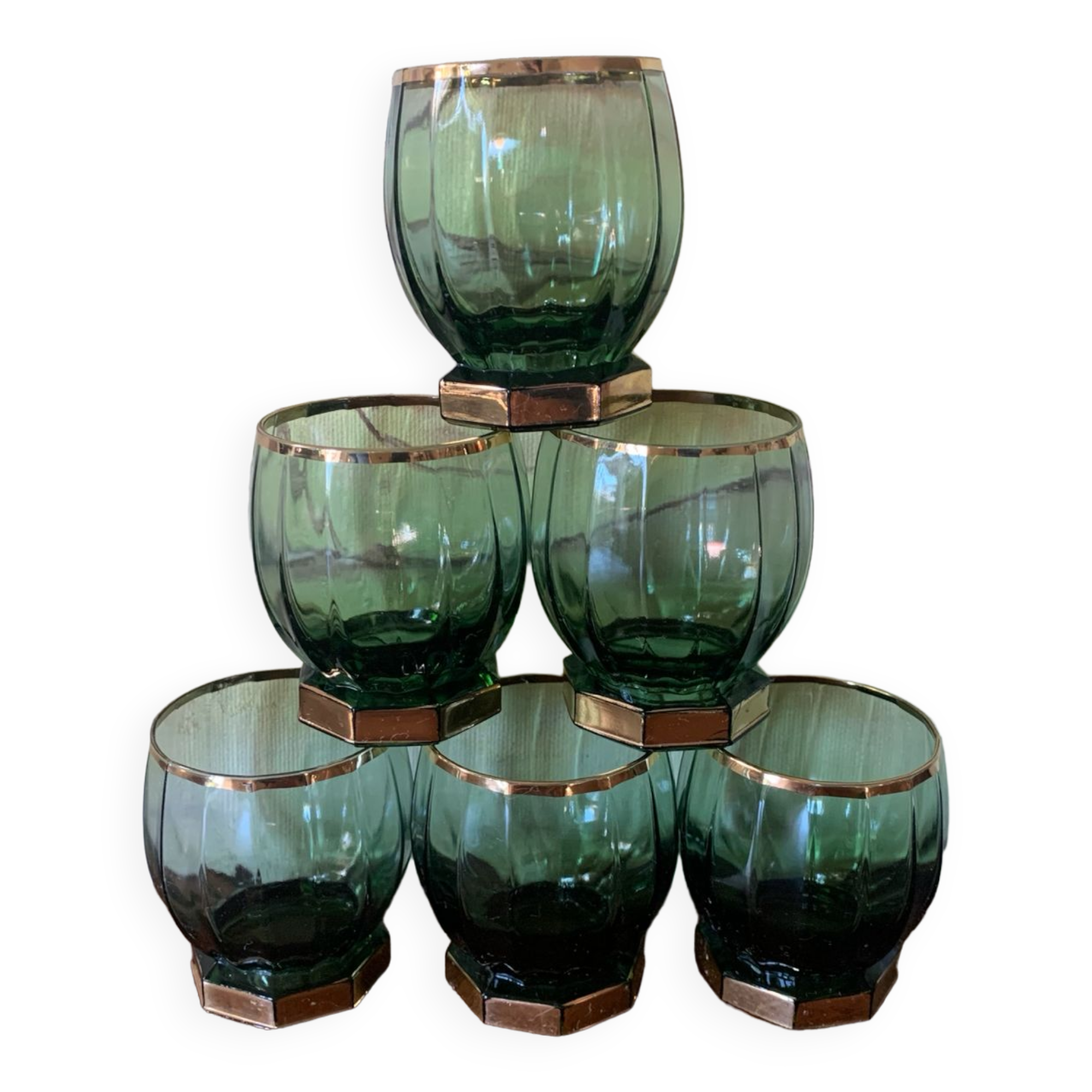 6 art deco glasses