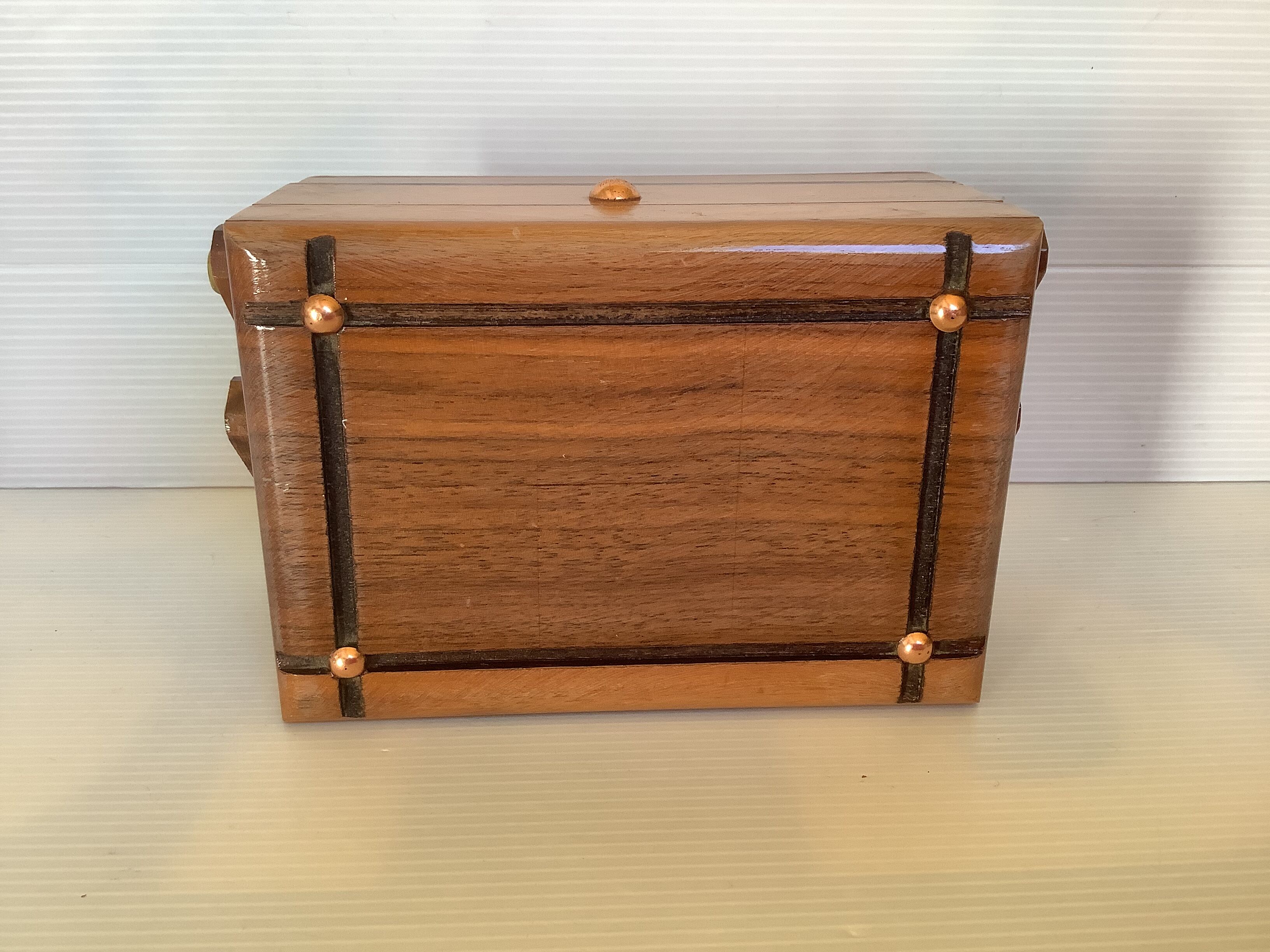 Old wooden cigarette box and ashtray