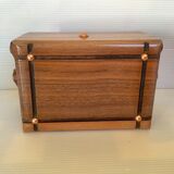 Old wooden cigarette box and ashtray