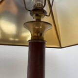 Large teak and bronze lamp from the 1970s