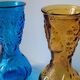 Duo of blue and amber Italian vases