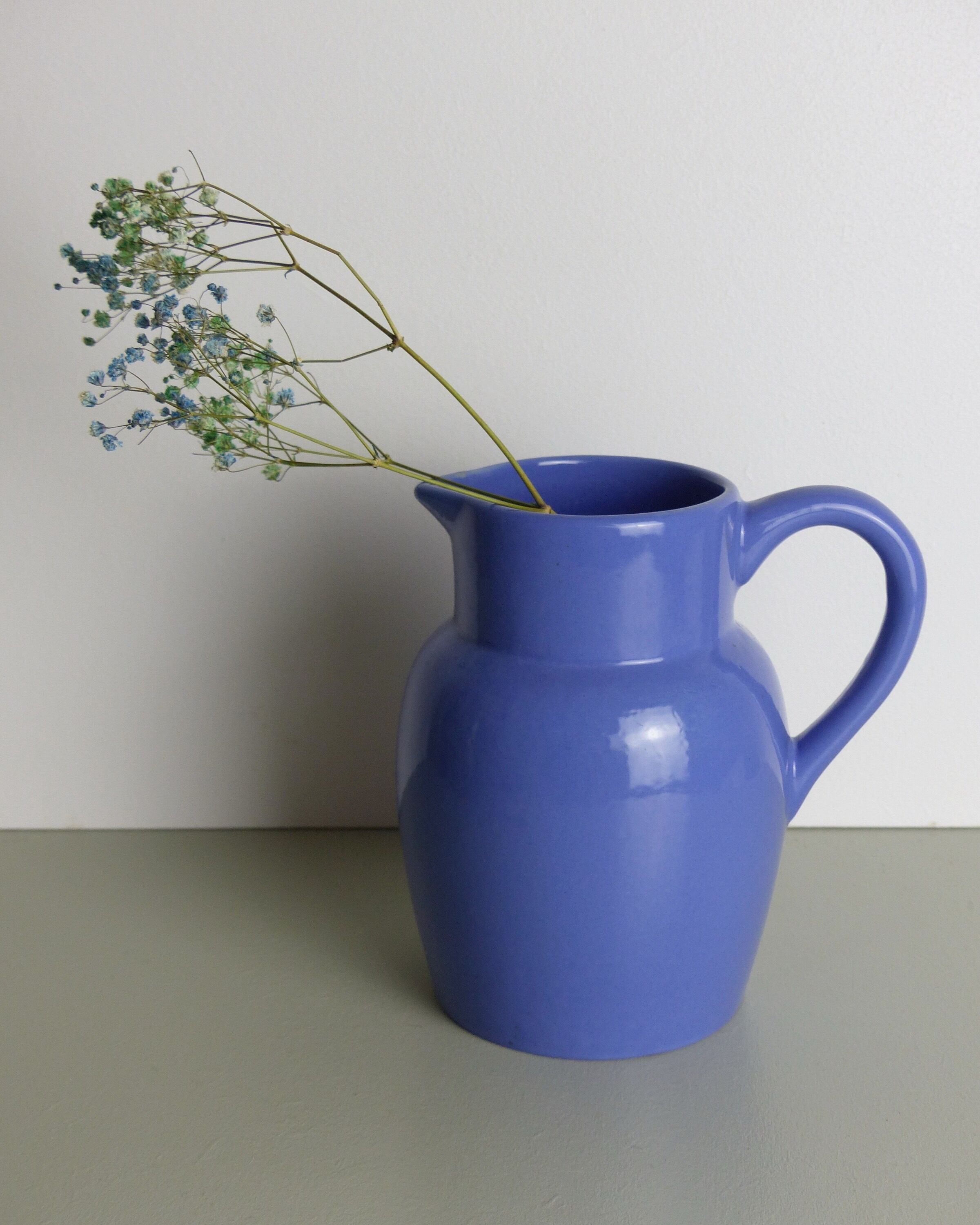 Lavender blue ceramic pitcher