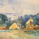 Old painting, landscape of Brittany, signed and dated 1904