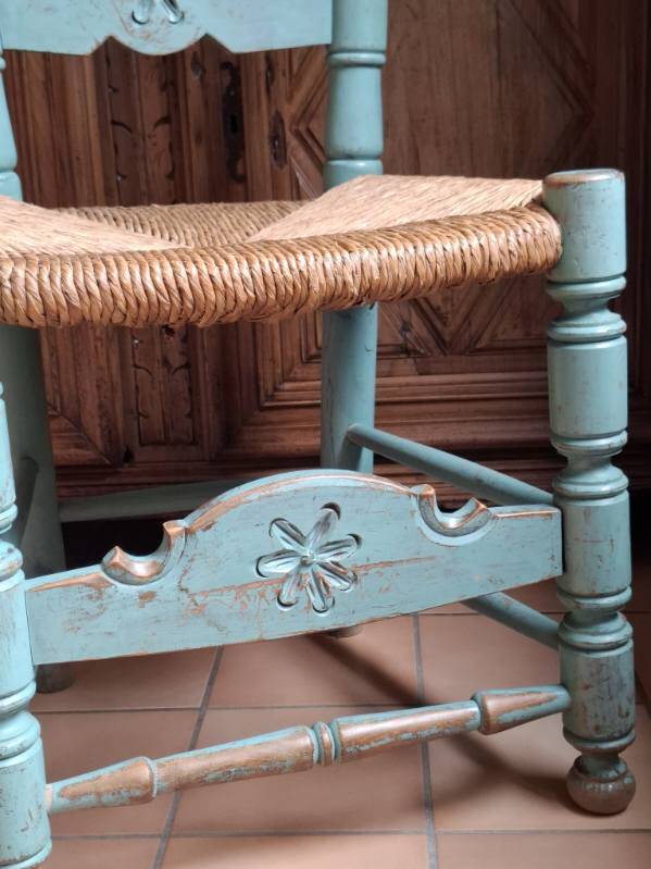 vintage turquoise wooden chairs