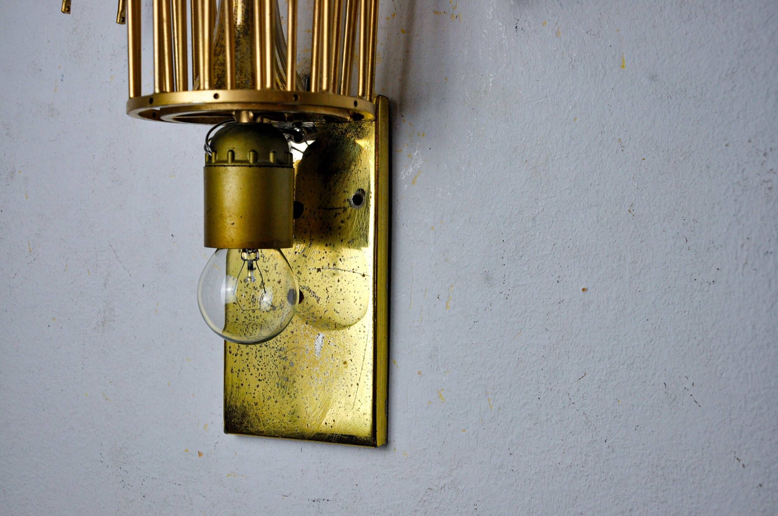 Pair of Venini "drops" wall lights, 3 levels, murano glass, Italy, 1970