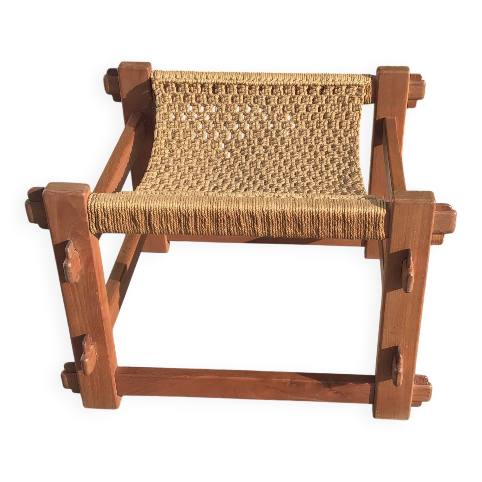 Brazilian stool in teak and rope