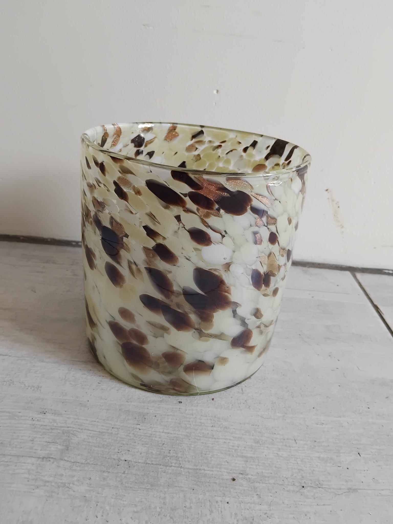 Murano multi-layered scroll vase with gold inclusion