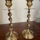 Pair of twisted brass candle holders