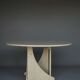Architectural hand built Dining Table in white washed pine, 1970s