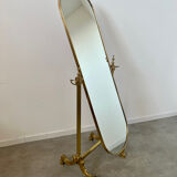 Old free-standing mirror in gilded brass in psychedelic neoclassical style Years 40 France