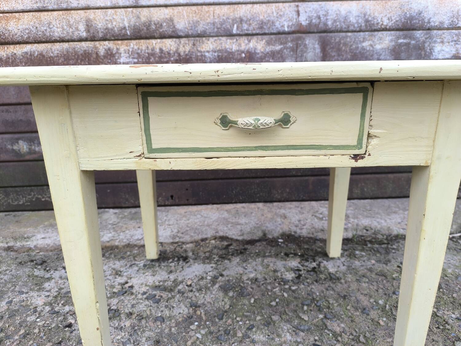 Yellow and green patinated coffee table by a local artist