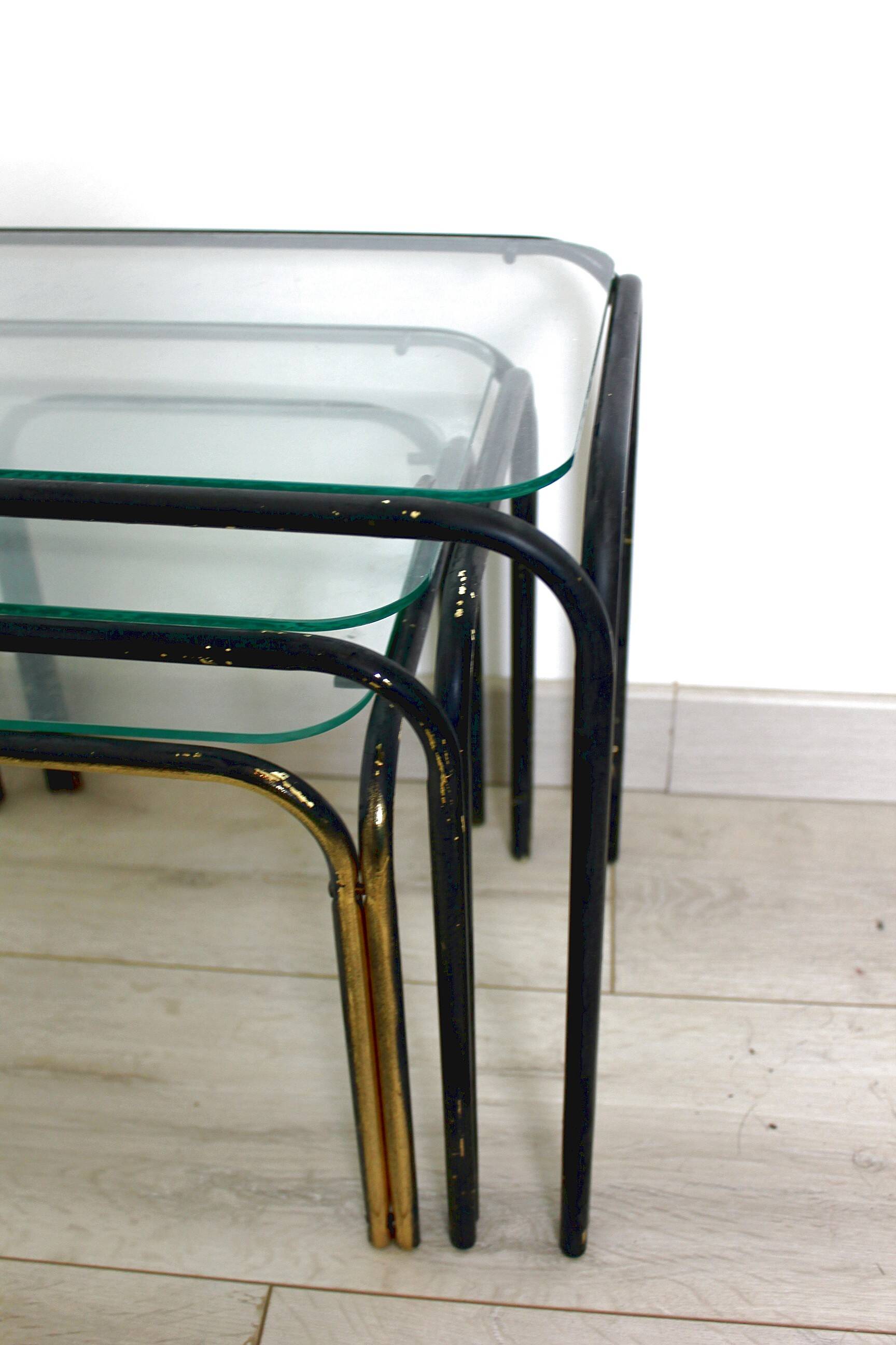 3 Vintage 1970s Nesting Glass Tables