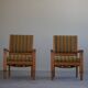 Paire de fauteuils Art déco en chêne et tissu, ébéniste danois, années 1940
