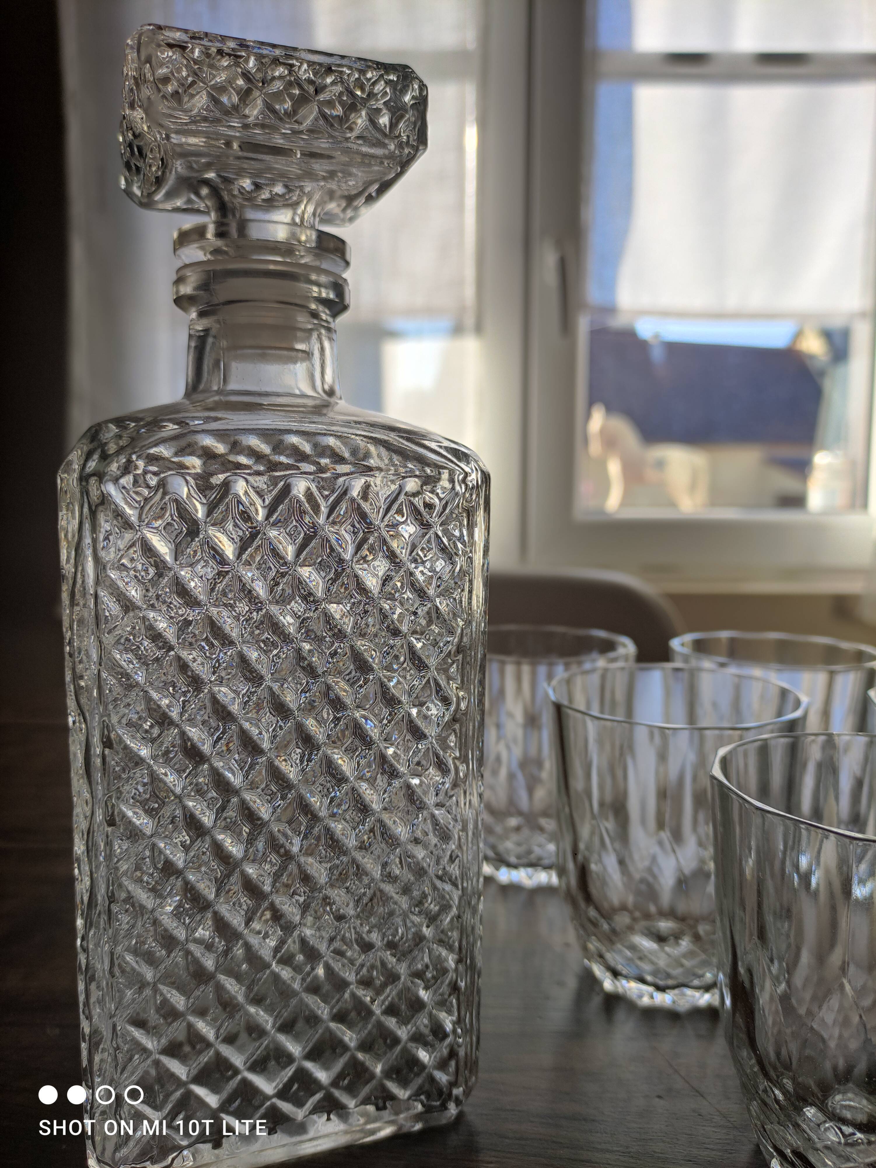 Whisky service 6pers 7pces italian glass A.Masserini