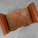Art Deco Walnut Stool with Original velvet Upholstery, Italy ca. 1920