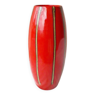 Red ceramic vase