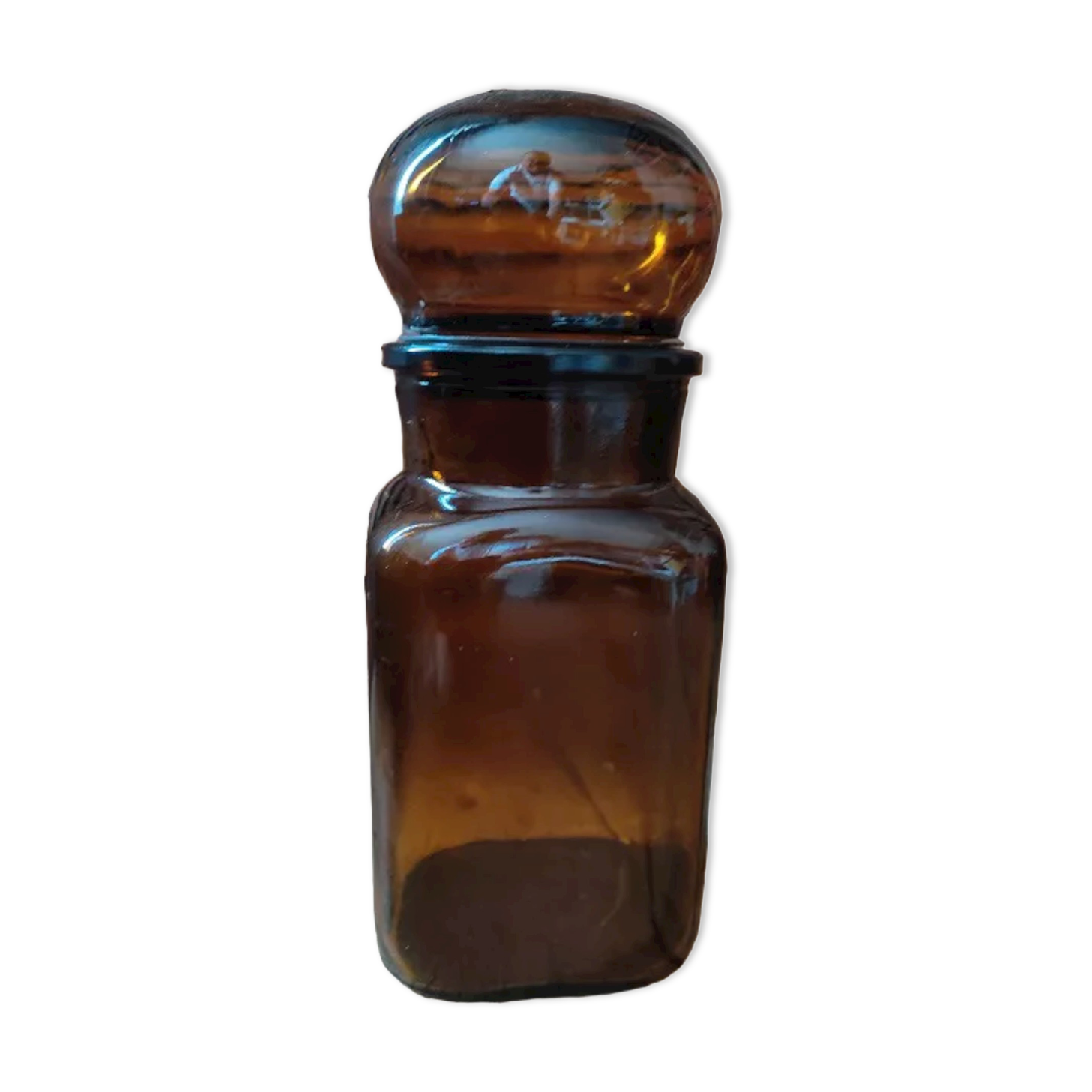 Amber glass apothecary jar round jar