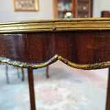 Louis xv louis xvi transitional style pedestal table in walnut marquetry