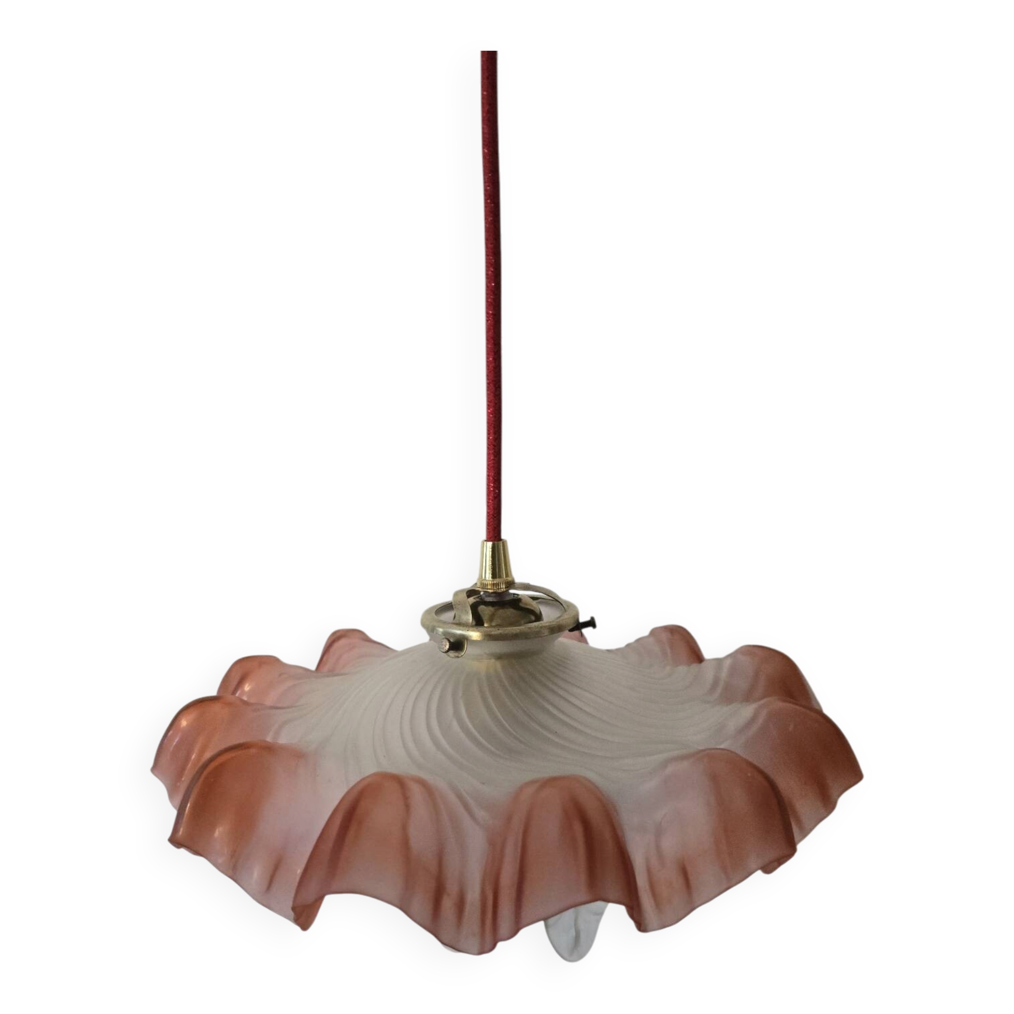 "Oriental Tulips" light suspension - blown glass in pink-orange