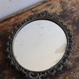 Baroque style oval metal mirror