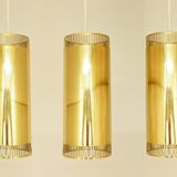 Lot de 3 suspensions cylindriques en laiton perforé, Suède années 1960