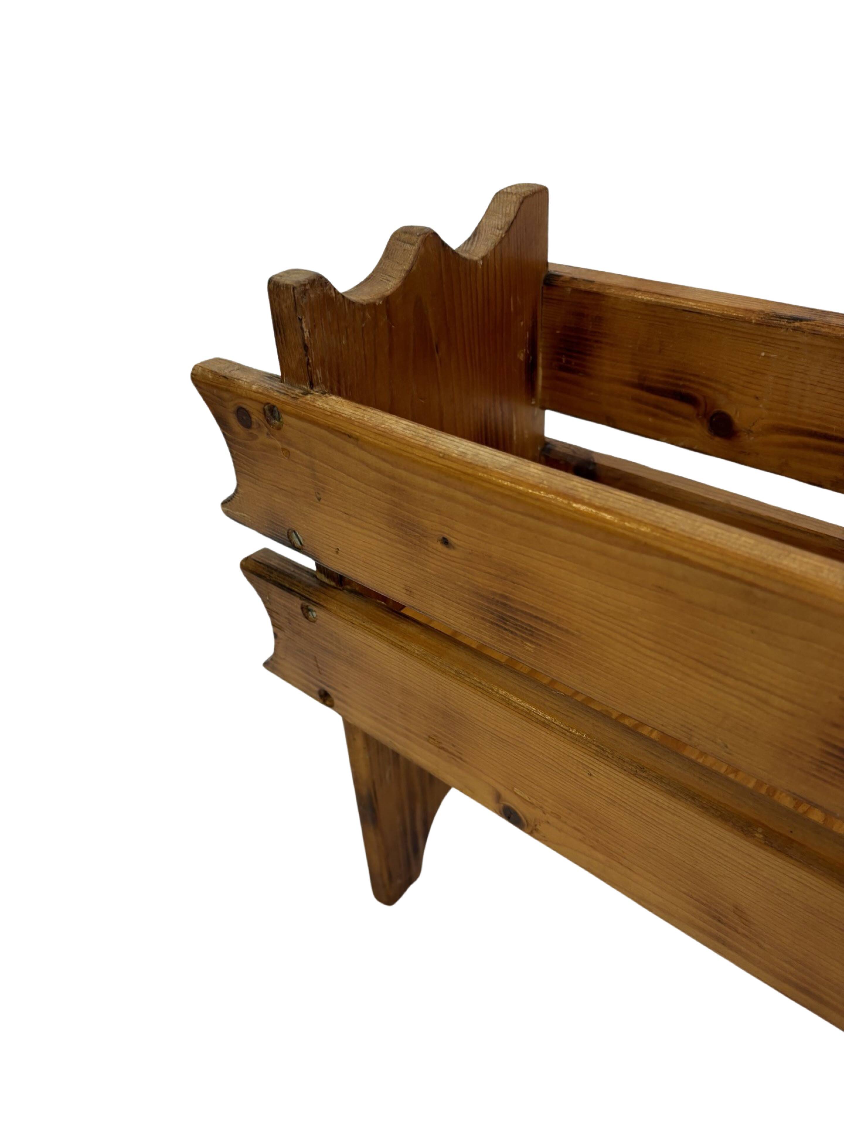 Vintage brutalist planter plant box sixties design wood