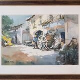 Pere ROS - Impressionist Watercolor Sketch - A Man and His Cart